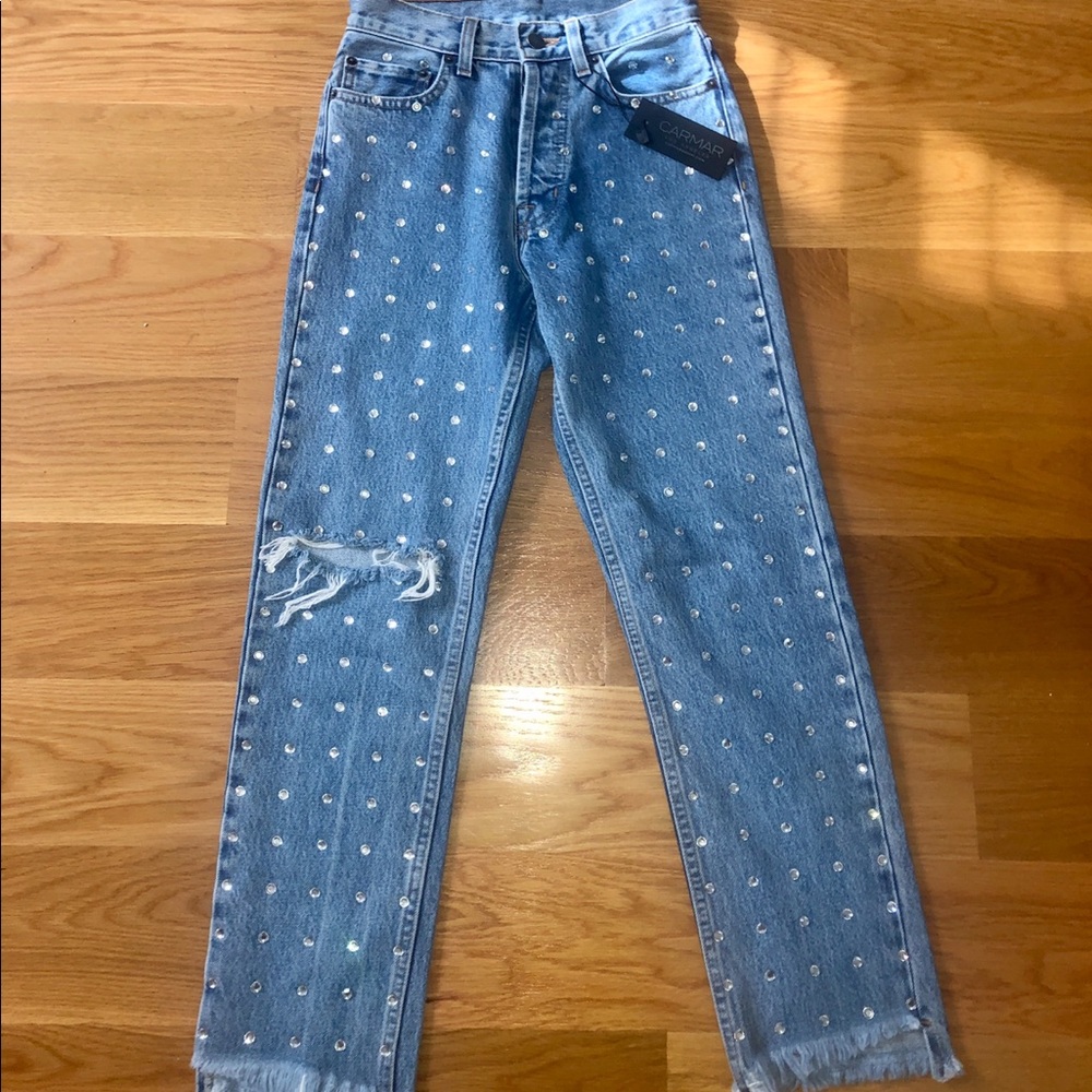 NWT- Carmar Denim All Over Rhinestone Emelia Jeans